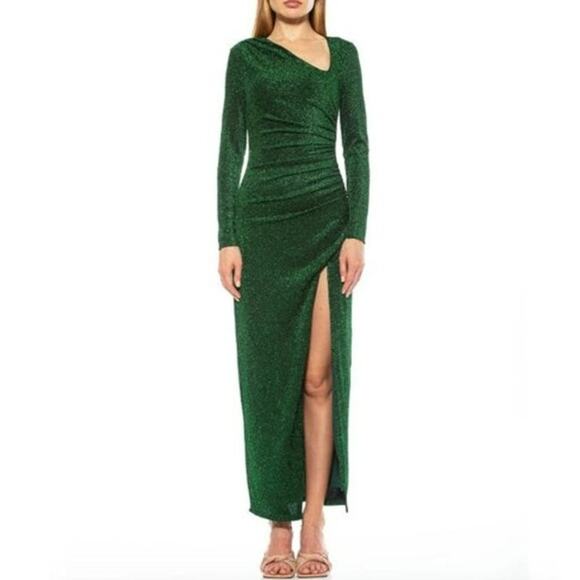 Alexia Admor Metallic Dress Green Womens Size XL - Picture 14 of 14